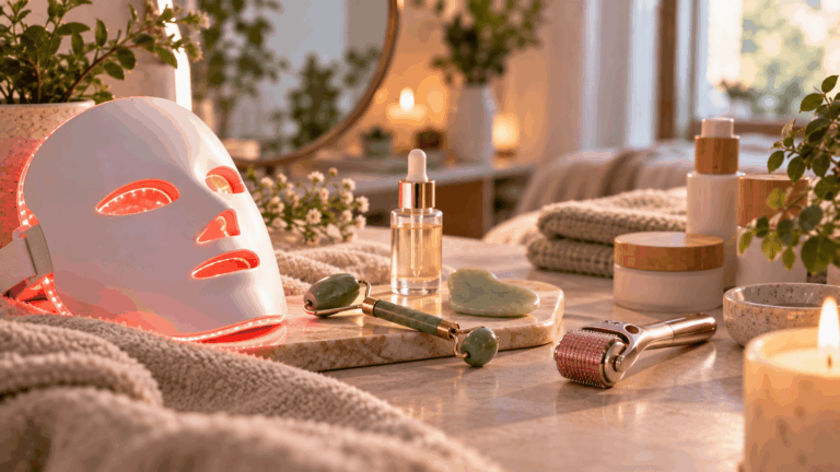 Techniques non invasives validées : LED, massage, microneedling à domicile